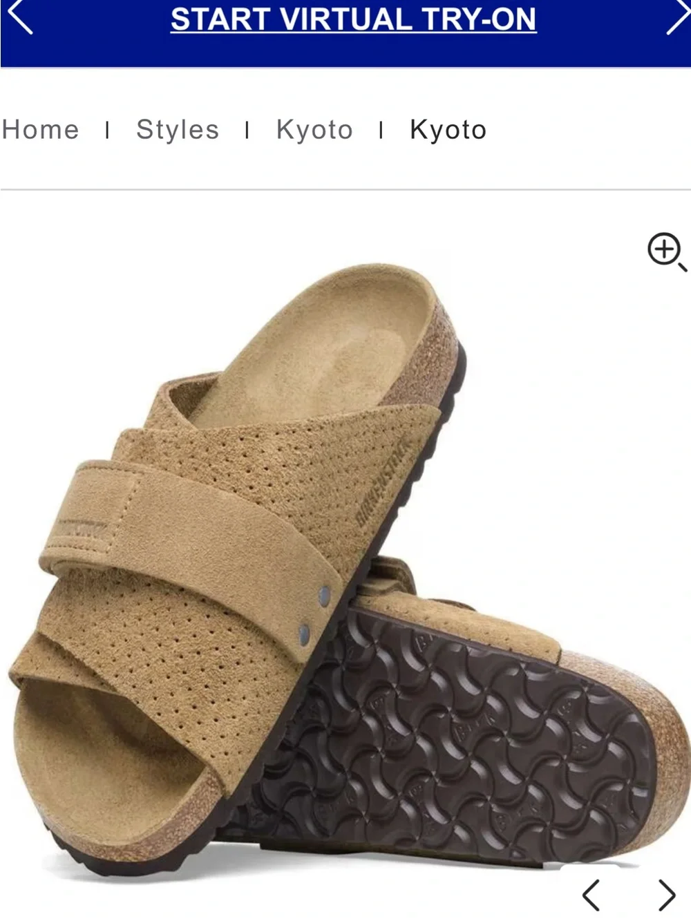 Birkenstock Kyoto New Beige Suede Cork Footbed with Black Branding